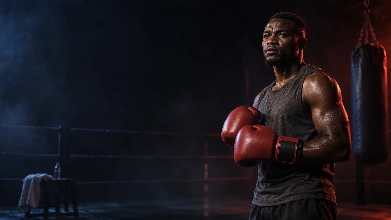 Boxer preparing for training