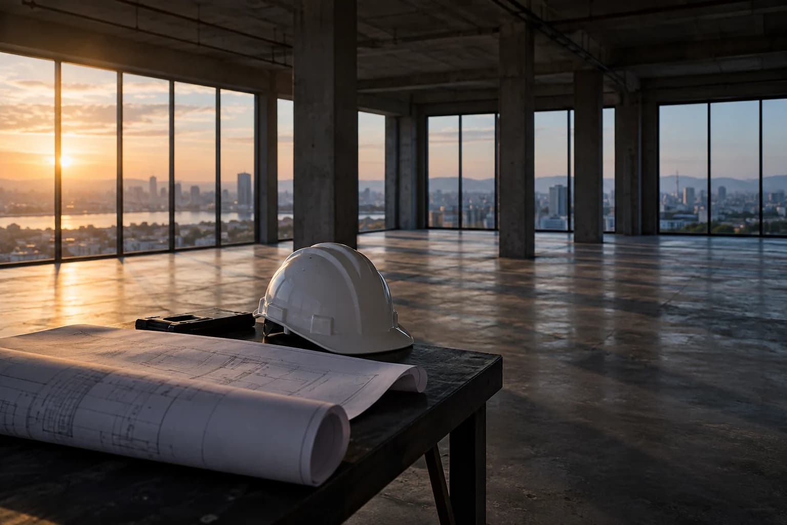 Empty space and architectural plans illustrating a proposed expansion.